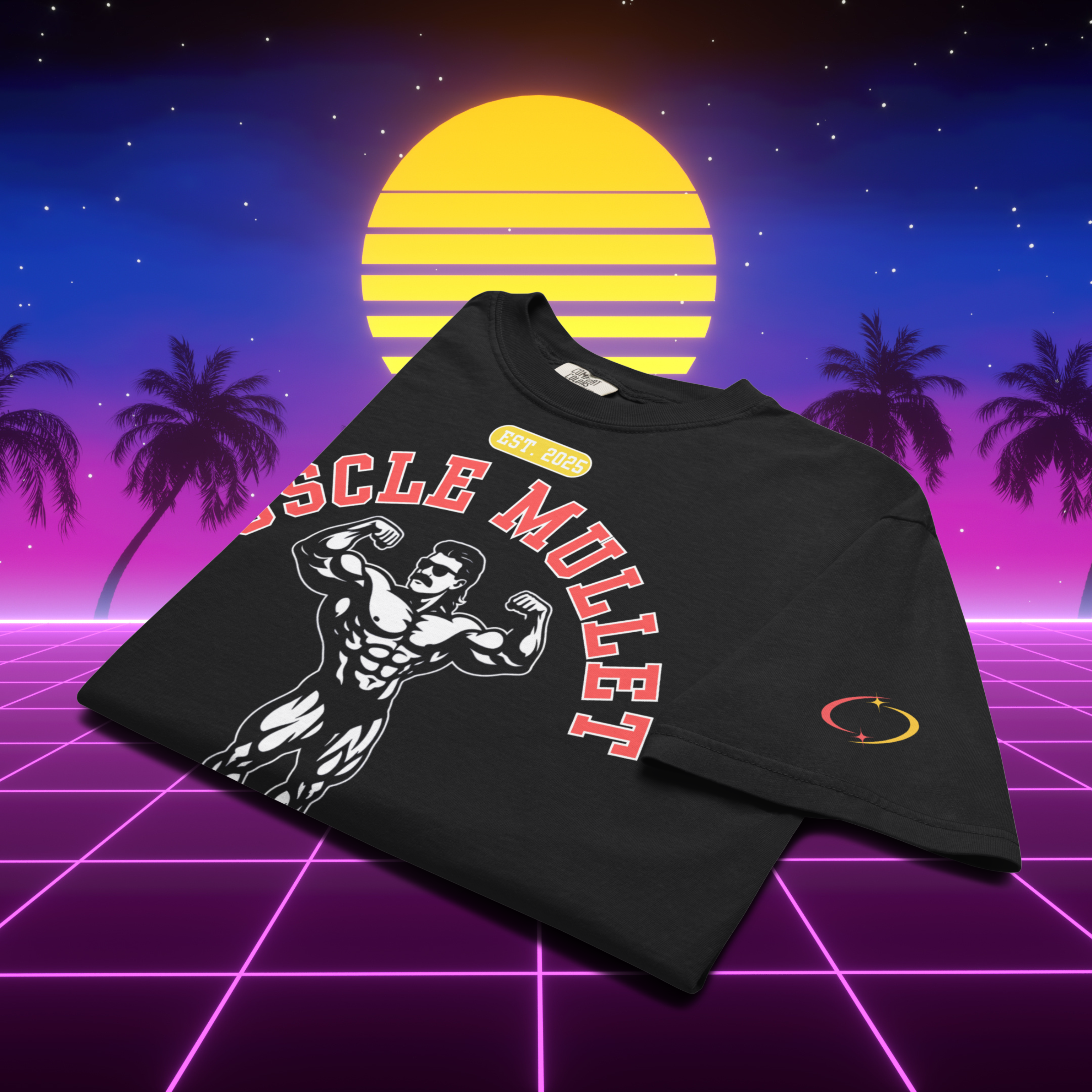 Muscle Mullet - Miami Black Shirt (Maschina Fit)