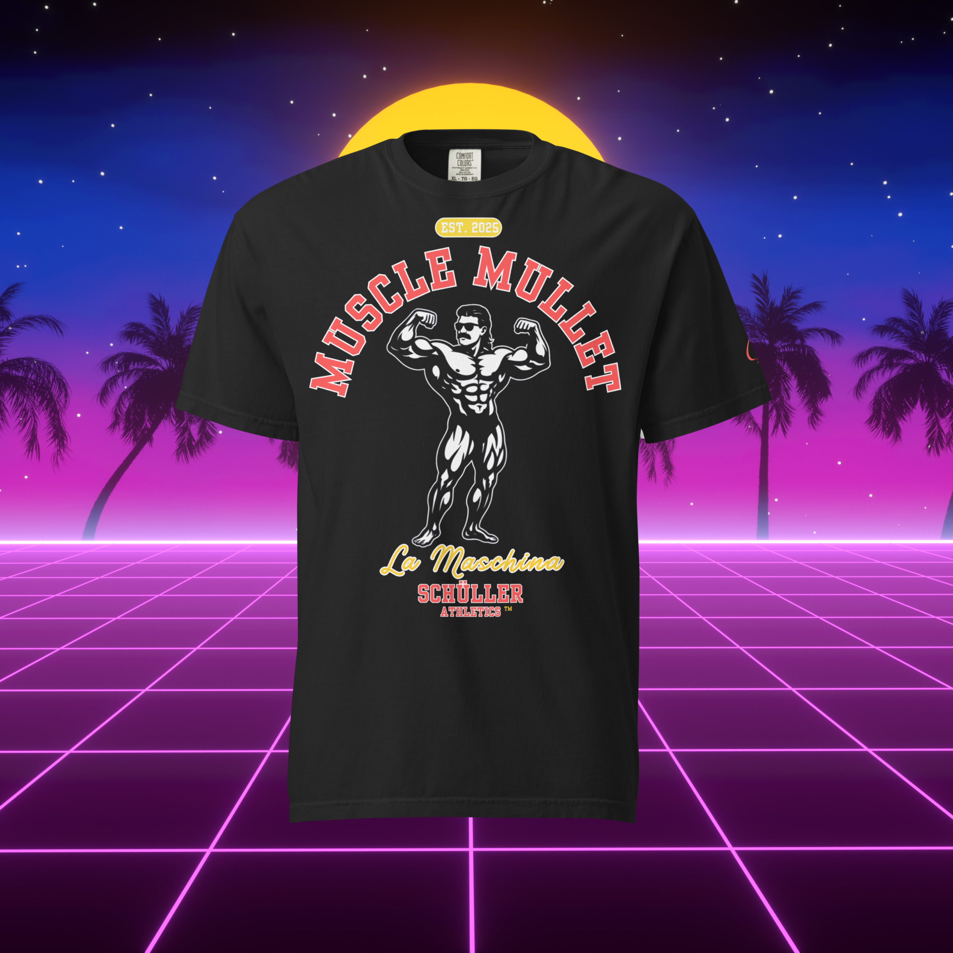 Muscle Mullet - Miami Black Shirt (Maschina Fit)