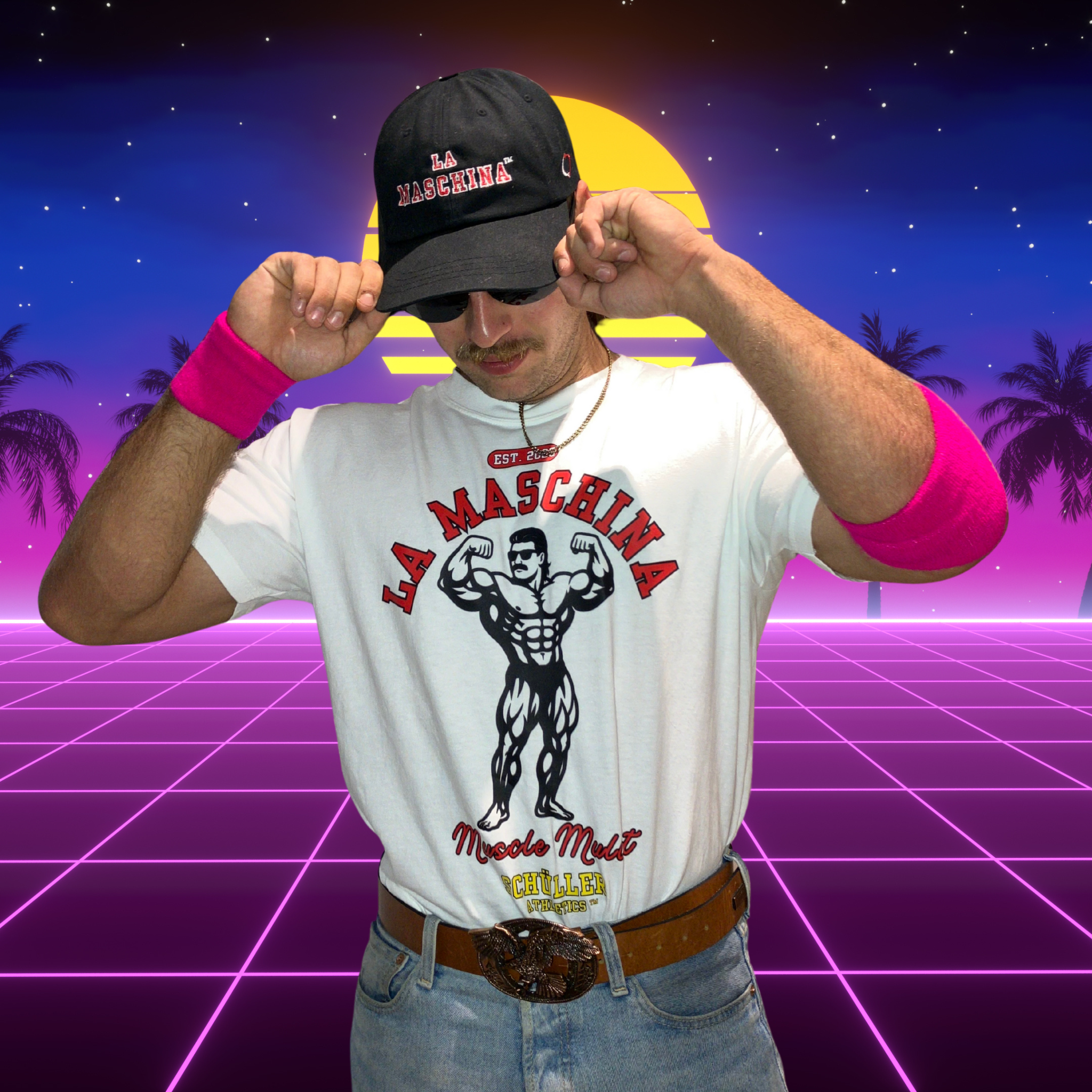 Muscle Mullet - Miami Weiß Shirt (Maschina Fit)